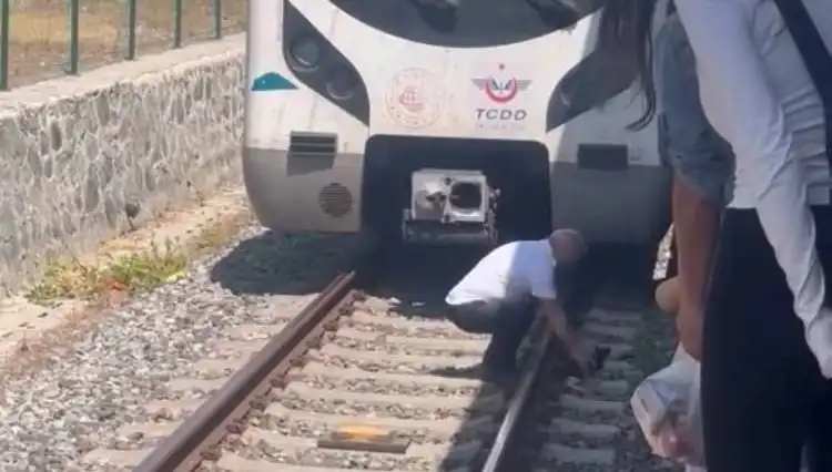 Marmaray'da Raylarda Gezen Kedi, Makinisti Alkışlatan Anlar Yaşattı