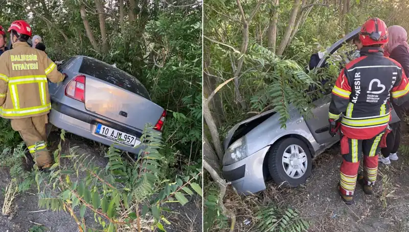 Balıkesir’de Feci Kaza: Otomobil Şarampole Yuvarlandı, İki Kişi Yaralandı